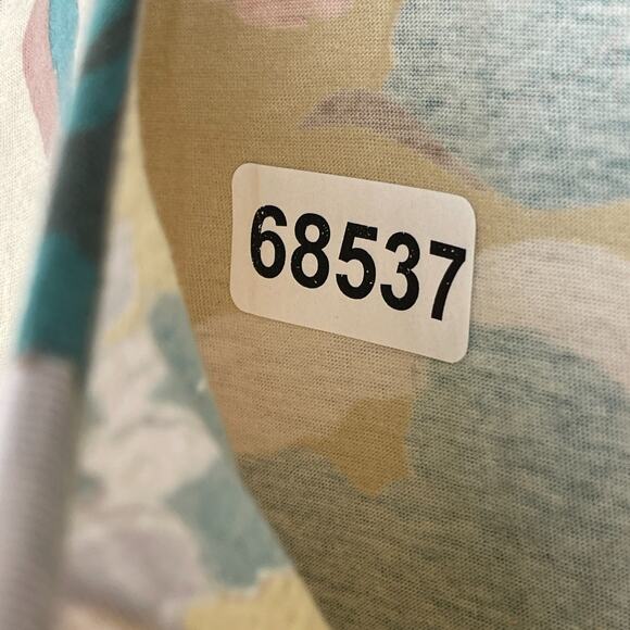 AS KNOW AS Top S Diamond Line Floral Blouse Shirred Short Sleeve Green - Picture 11 of 11